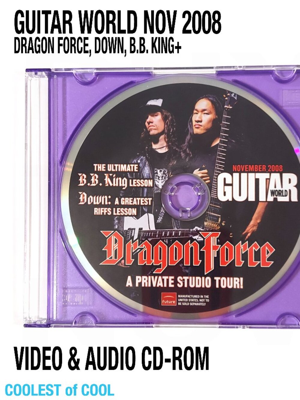Vintage Guitar World Nov 2008 CD Rom Learn Dragon Force, Down, BB King guitar